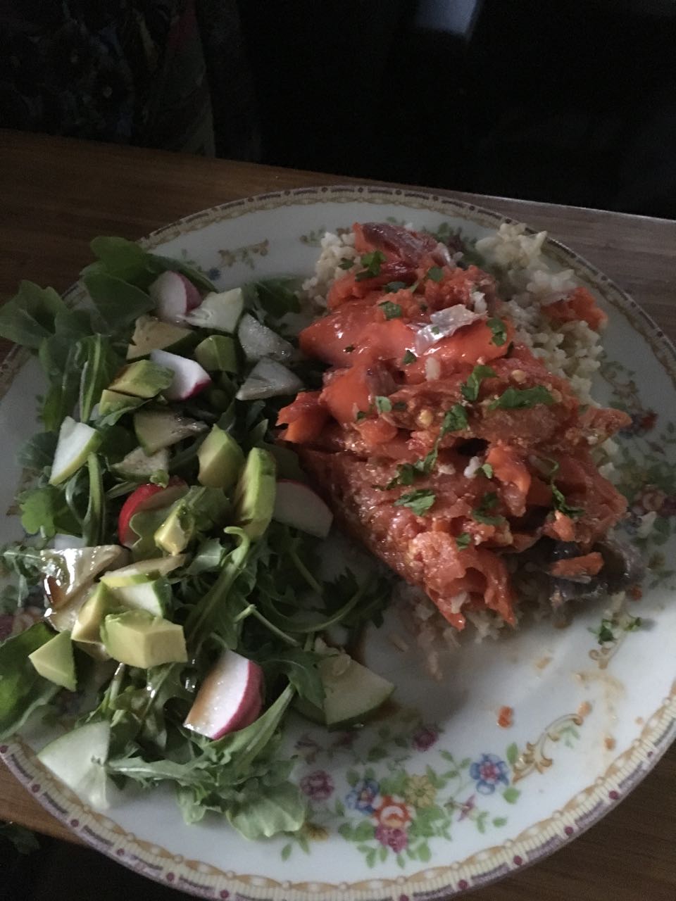 salmon and salad
