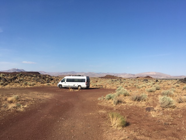 camper van against desert background