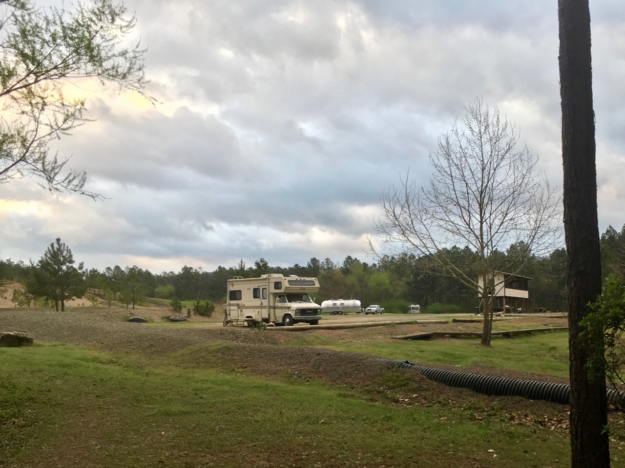 parking lot with campers