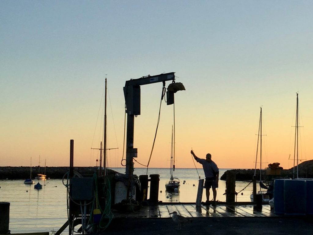 A fisherman already hard at work in Rockport