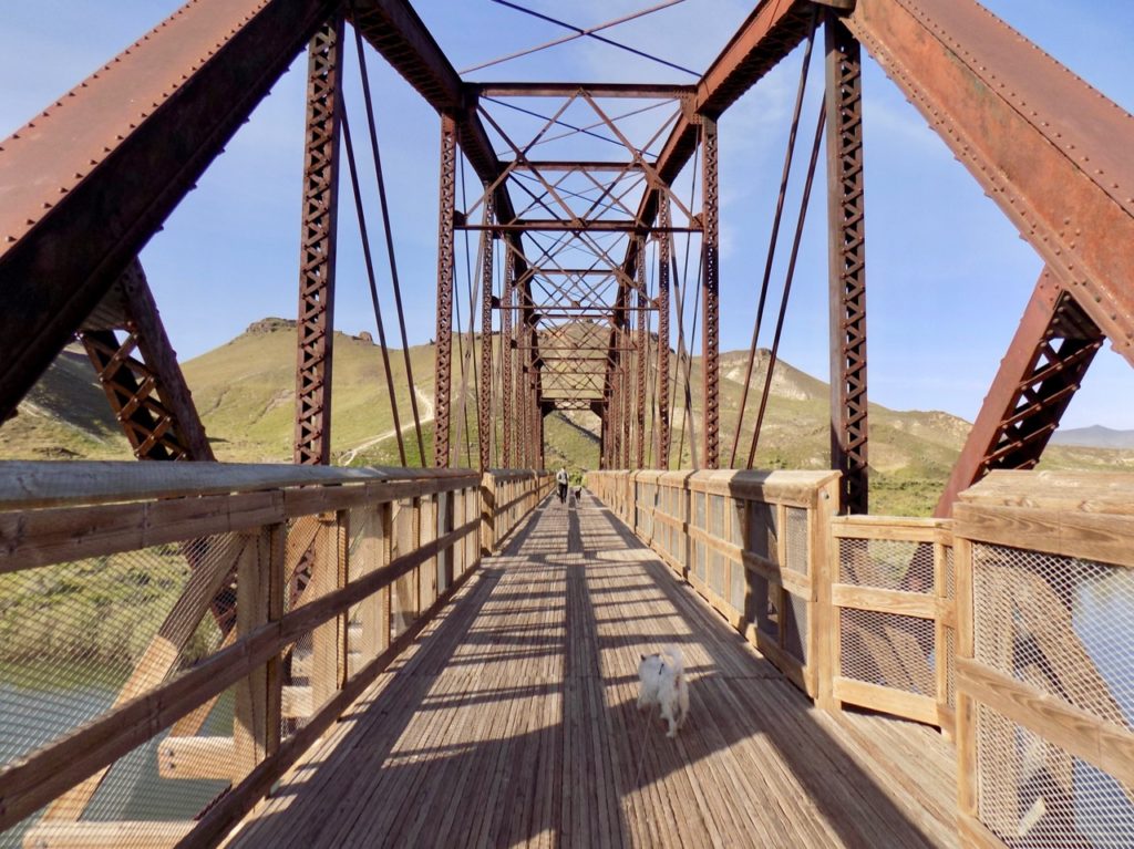 Lots of rusty angles on a historic bridge over the Snake River. 