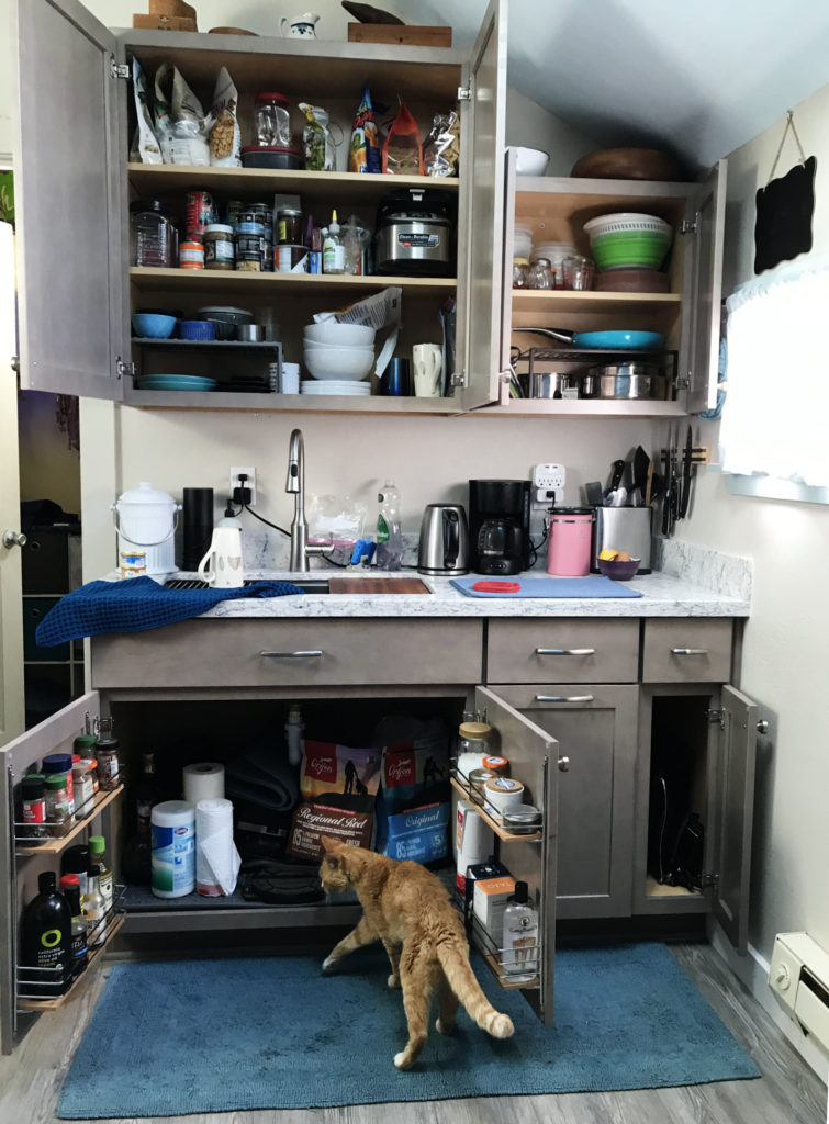 open cabinets