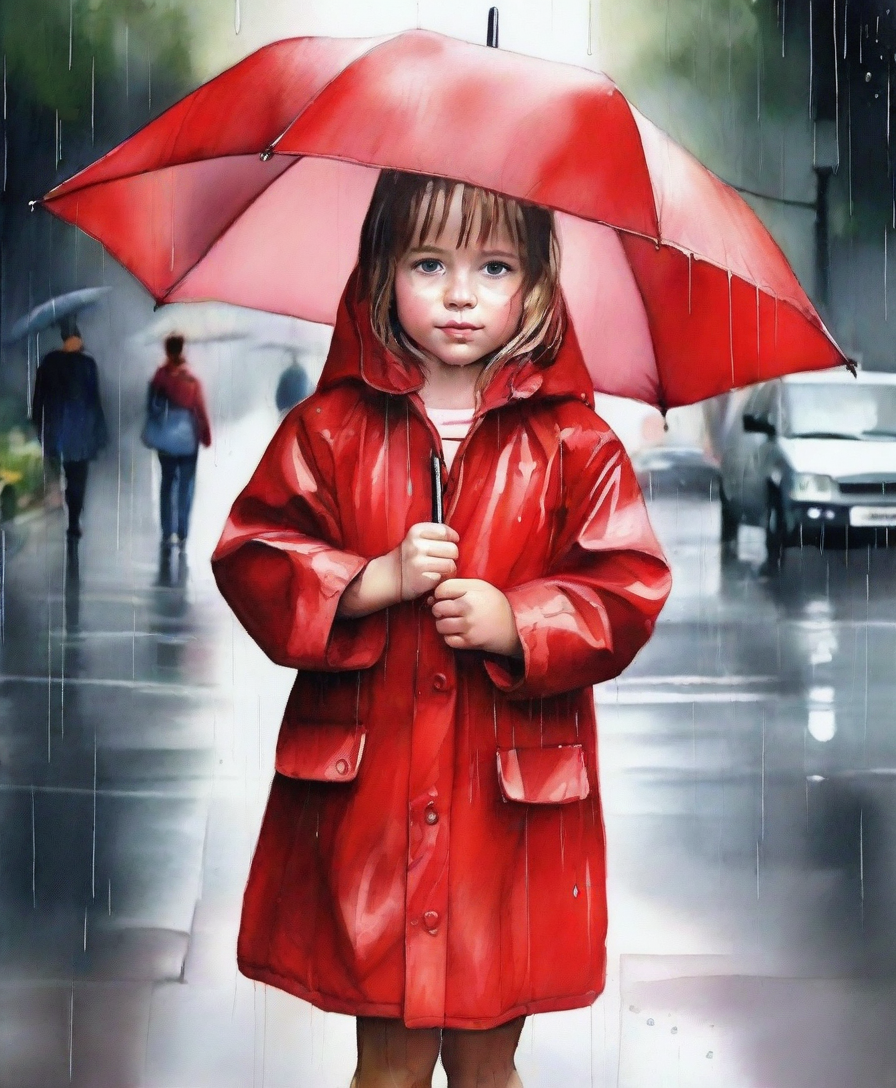 girl with red umbrella 